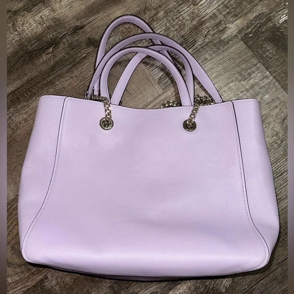 NEW Kate Spade Large Triple Compartment Tote Bag Light Purple Pebbled Leather - Picture 2 of 4